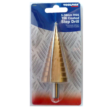 Step Drill HSS 6-38mm TiN Coated Toolpak 